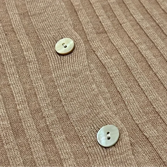 ZARA Tan Ribbed Button-Up Cardigan - Picture 3 of 4